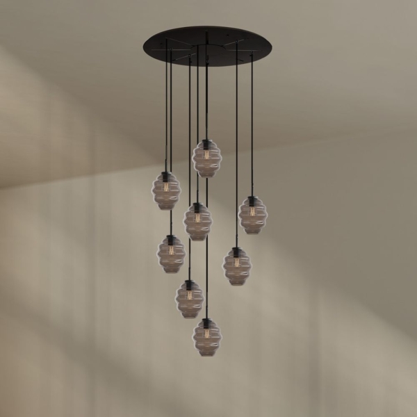 s.luce Echos Galerieleuchte 8-flammig Ø 80cm Baldachin Ø 18cm Rauch, Schwarz Bild 1