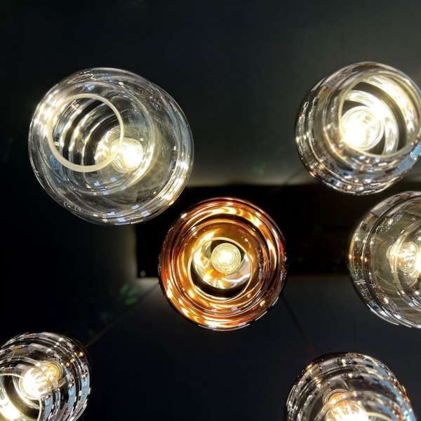 s.luce Echos Galerieleuchte 8-flammig Ø 80cm Baldachin Ø 18cm Rauch, Schwarz Bild 6