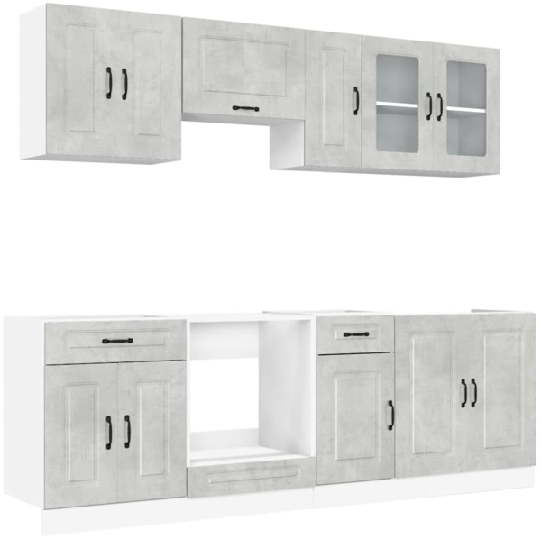 vidaXL 8-tlg. Küchenschrank-Set Kalmar Betongrau Holzwerkstoff 3314825