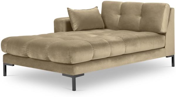 Micadoni Samtstoff Recamiere Links Mamaia | Bezug Beige | Beinfarbe Black Metal