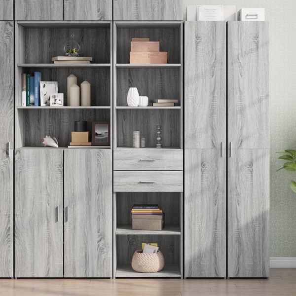 Highboard, BuffetSchrank, Büroschrank Grau Sonoma 50x42,5x185 cm Holzwerkstoff