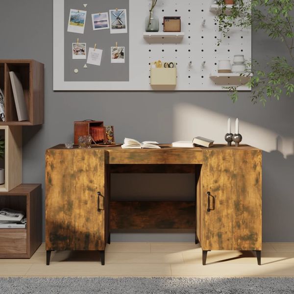 vidaXL Schreibtisch Räuchereiche 140x50x75 cm Holzwerkstoff 817552