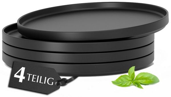 MiaMio Teller-Set Luxe Speiseteller 4er-Set Schwarz (4-tlg), Steingut