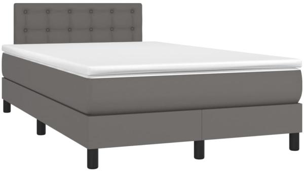 vidaXL Boxspringbett mit Matratze & LED Grau 120x190 cm Kunstleder 3270139