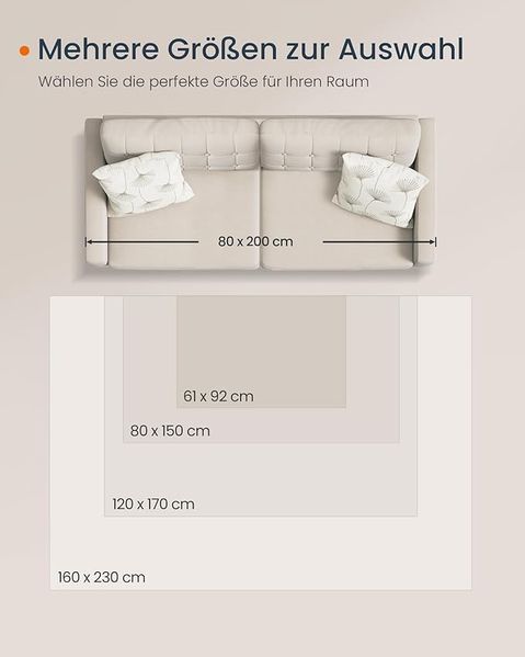 Songmics HOME Teppich, rutschfest, kurzflor, flauschig, maschinenwaschbar, Boho-Stil, cappuccinobeige, 160x230 cm Bild 5