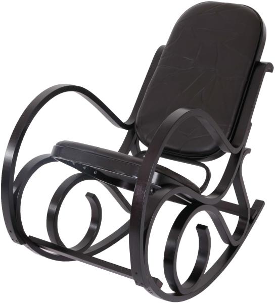 Schaukelstuhl M41, Schwingsessel Fernsehsessel, Massiv-Holz ~ Walnuss-Optik, Patchworkleder braun