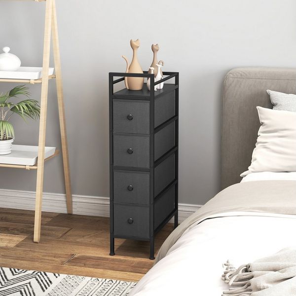HOMCOM Kommode (Sideboard, 1 St, Stoffkommode), 20 cm schmales Design