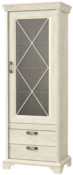Selsey Kashmir Vitrinenschrank in Weiß, 210,3 x 78,3 x 48,2 cm