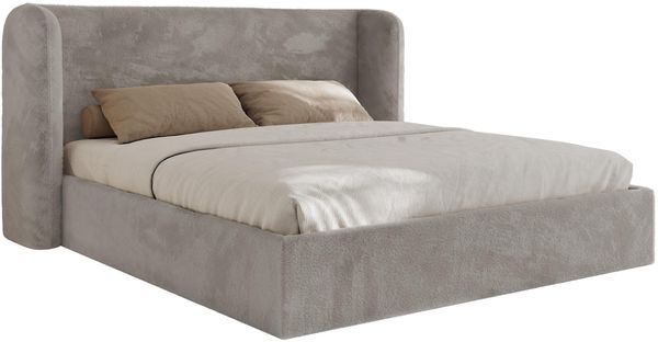 Polsterbett Bett mit Holzlattenrost Schlafzimmer Bett Doppelbett gepolstertes Kopfteil - EMORA CLASSIC - 160x200 cm - Hellgrau Plüsch Bild 6