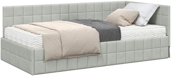 vidaXL Eckbettgestell mit Matratze mit Kopfteil 2 pcs Hellgrau Samt 3393928