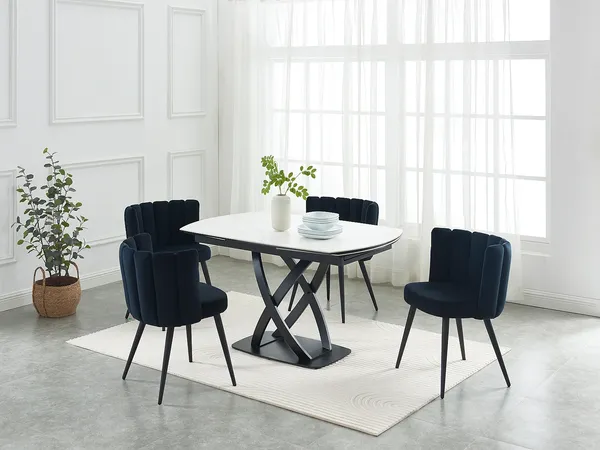 Vente-unique - LIOMELI Esstisch GlasKeramik SchwarzWeiß - B 90 cm x H 76 cm x L 165 cm200 cm130 cm