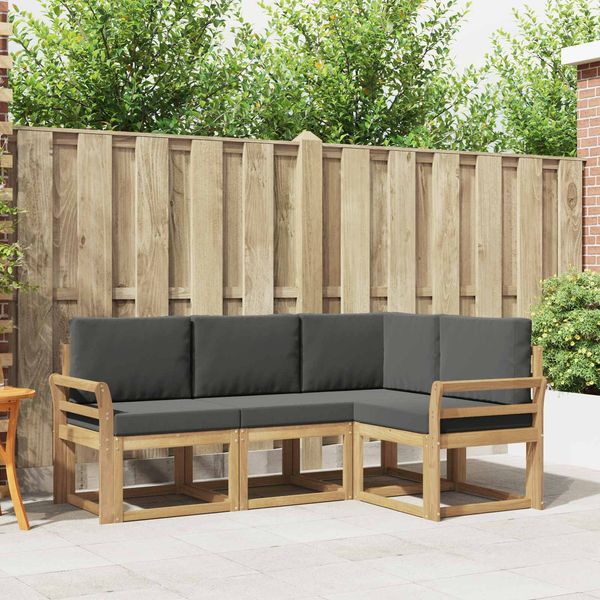 vidaXL Outdoor-Sofagarnitur mit Kissen 4 pcs Weiß und Anthrazit 3387561