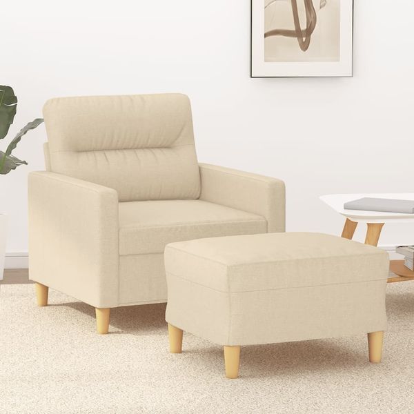 vidaXL Sessel mit Hocker Creme 60 cm Stoff 3201067