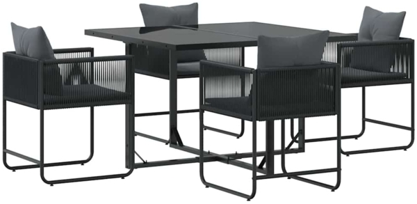 vidaXL Garten Essgruppe 5 pcs Schwarz Stahl 3335873