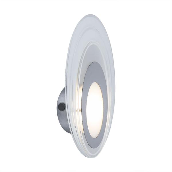 LED Wandlampe, Aluminium Glas, silber satiniert, H 28 cm