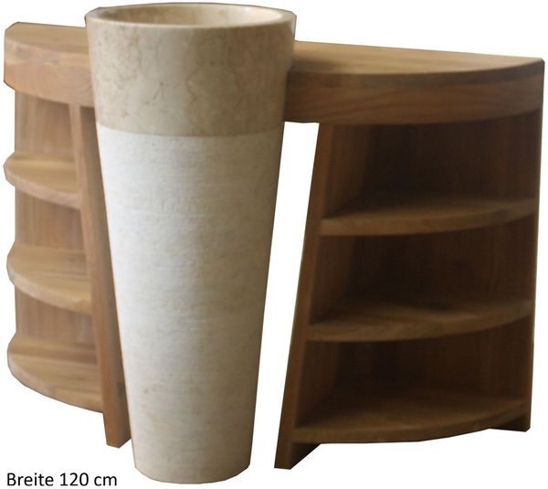 Badmöbel Set Laxa Teak Massivholz - Breite vom Unterschrank: 90 cm - Breite vom Spiegel: ohne Spiegel - Standwaschbecken: mit Standwaschbecken - Handtuchhalter: ohne Handtuchhalter Bild 9