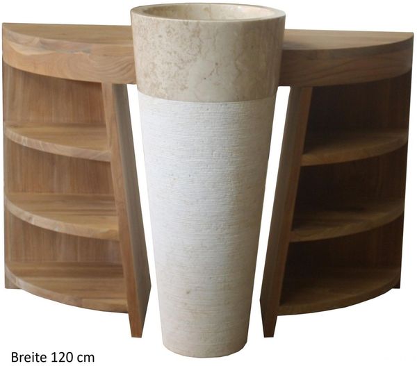 Badmöbel Set Laxa Teak Massivholz - Breite vom Unterschrank: 90 cm - Breite vom Spiegel: ohne Spiegel - Standwaschbecken: mit Standwaschbecken - Handtuchhalter: ohne Handtuchhalter Bild 10