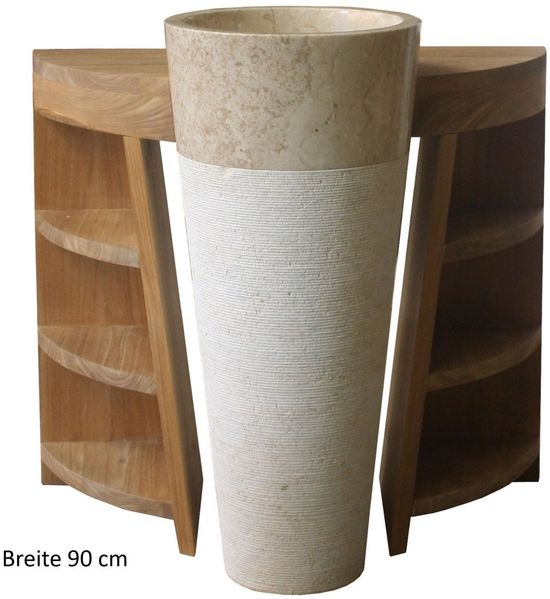 Badmöbel Set Laxa Teak Massivholz - Breite vom Unterschrank: 90 cm - Breite vom Spiegel: ohne Spiegel - Standwaschbecken: mit Standwaschbecken - Handtuchhalter: ohne Handtuchhalter Bild 7