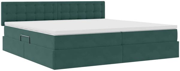vidaXL Bett mit Stauraum und LED mit LED Dunkelgrün 200 x 200 cm Samt 3371538 Bild 6