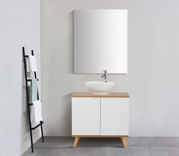welltime Waschbeckenunterschrank Lund Badunterschrank für wandhängende Waschbecken WC Unterschrank Badezimmerschrank WBU Breite 65cm mit Siphonausschnitt Badschrank