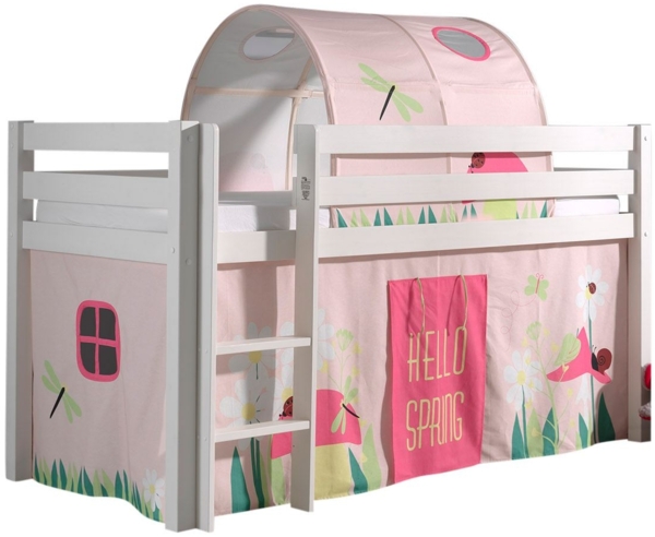 Kinderbett Karolina 210x114x106 Massivholz Weiß Textilset Spring 2