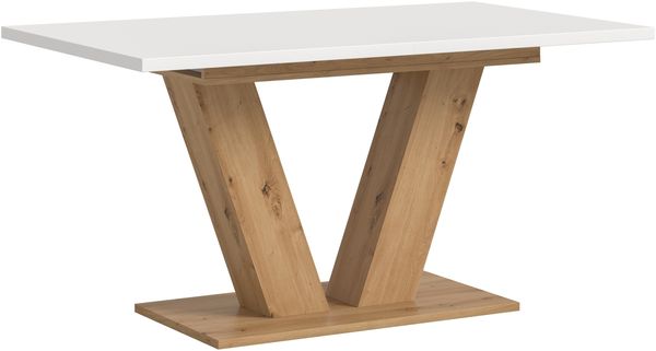 Kulissen-Esstisch >Motion< ausziehbar 190cm, weiß / artisan Eiche Dekor - 150/190x76x90cm (BxHxT)