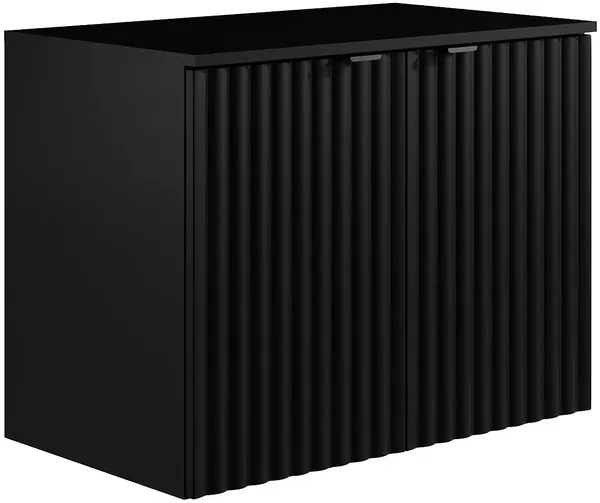 Vente-unique - ZILGA Waschbeckenmöbel Holz, Platte Schwarz - B 44 cm x H 60 cm x L 80 cm