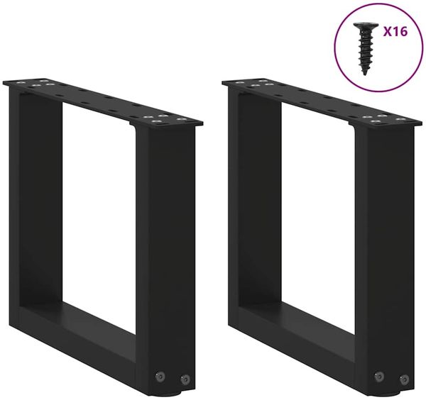 vidaXL Couchtischbeine U-Form 2 Stk. Schwarz 30x(30-31) cm Stahl 4013128 Bild 3