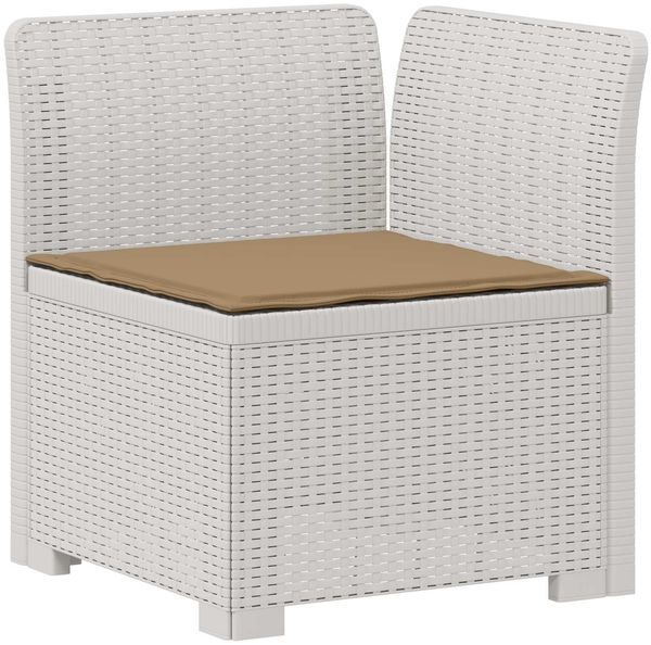 vidaXL 1-Sitzer Garten-Sofa mit Kissen Rattan-Look PP Weiß 8011826