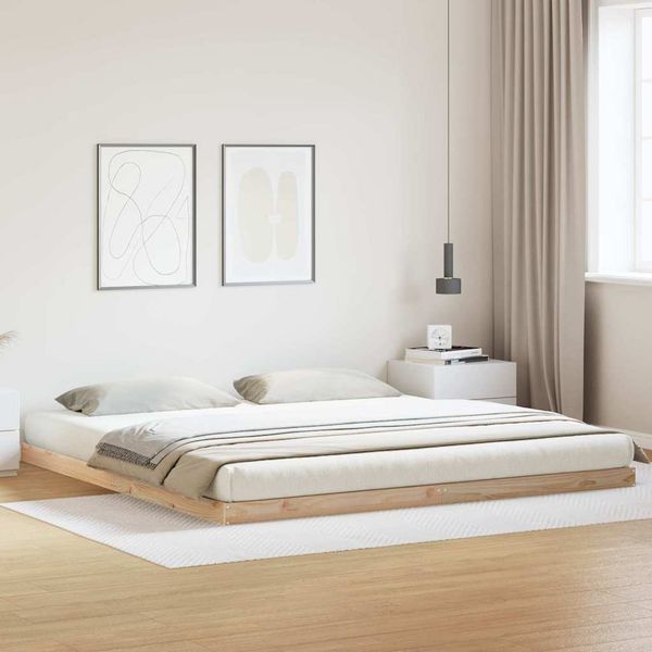 vidaXL Bodenbettrahmen Natur 180 x 220 cm Massives Kiefernholz 869756