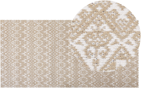 Teppich Jute beige 80 x 150 cm geometrisches Muster Kurzflor ATIMA