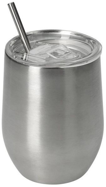 elasto Becher Weinbecher 350 ml Vinova Edelstahl Trinkbecher inkl. Strohhalm, robust, spülmaschinengeeignet, Sommer, Geschenk