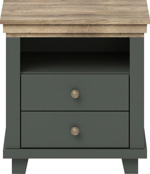 Home affaire Nachtkommode Evora mit 2 Schubläden, Nachttisch in 2 verschieden Farben erhältlich, 52x42x54 cm (BxTxH), Beistelltisch mit MDF-Applikationen, Landhausstil