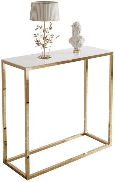 Lookway Konsolentisch MODERN GLASS mit goldfarbenem, verchromtem Gestell (1x Konsole), Breite 80/100 cm