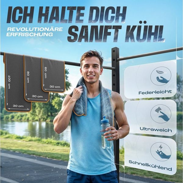 NirvanaShape Handtücher Kühl-Tuch eiskalt mit sofortiger Kühlwirkung kühlendes Handtuch, sofortiger Kühlwirkung, ultraleicht, Ideal für Sport & Freizeit