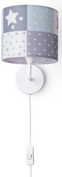 Paco Home Wandleuchte Cosmo 345, ohne Leuchtmittel, Kinderlampe Wandlampe Schalter Ø 18cm Sterne Punkte Kabellänge 3m E14