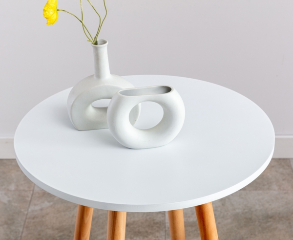 DELUKE® Stehtisch Ø 60cm innen REJA - 107cm Hoch, Skandinavisches Design | Bartisch rund Indoor Hoher Tisch Bistrotisch Hochtisch, Weiß Bild 3