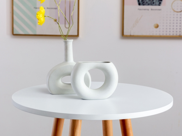 DELUKE® Stehtisch Ø 60cm innen REJA - 107cm Hoch, Skandinavisches Design | Bartisch rund Indoor Hoher Tisch Bistrotisch Hochtisch, Weiß Bild 2