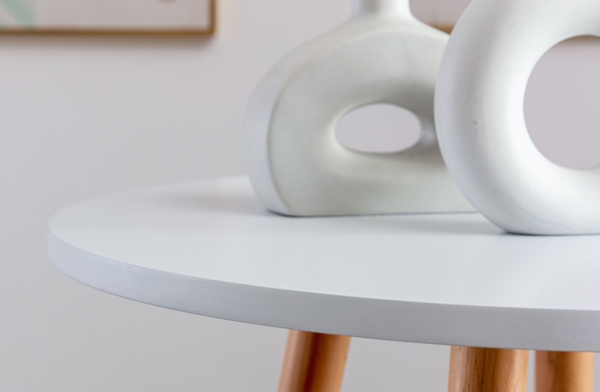 DELUKE® Stehtisch Ø 60cm innen REJA - 107cm Hoch, Skandinavisches Design | Bartisch rund Indoor Hoher Tisch Bistrotisch Hochtisch, Weiß Bild 4