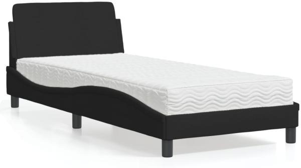 vidaXL Bett mit Matratze Schwarz 90x200 cm Stoff 3208326