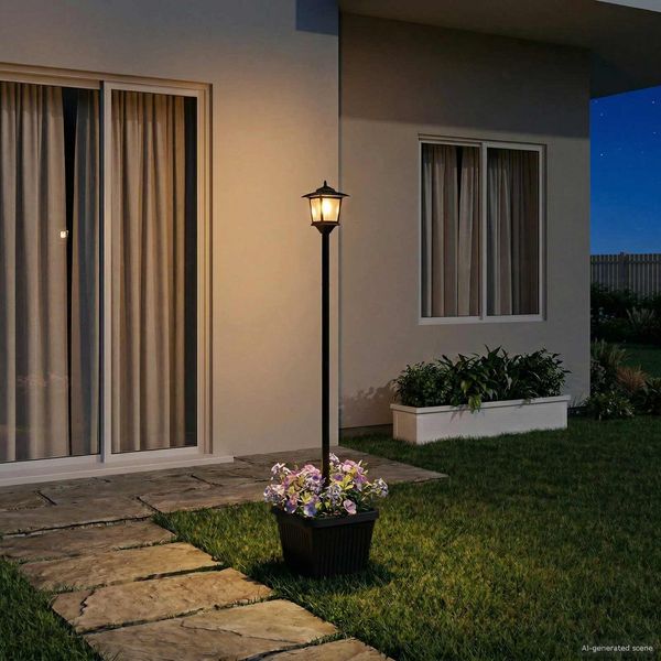 vidaXL Solar-Lampenpfosten mit Pflanzgefäß warmweiß 32 x 32 x 158 cm 42042692