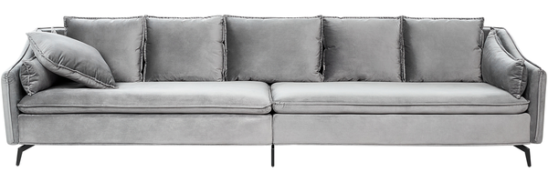 4-Sitzer Sofa Samtstoff hellgrau schwarz AURE