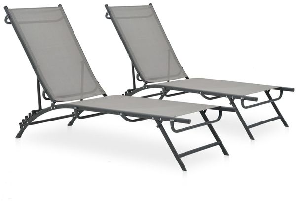 Sonnenliege 2 pcs, Gartenliege Textilene und Stahl