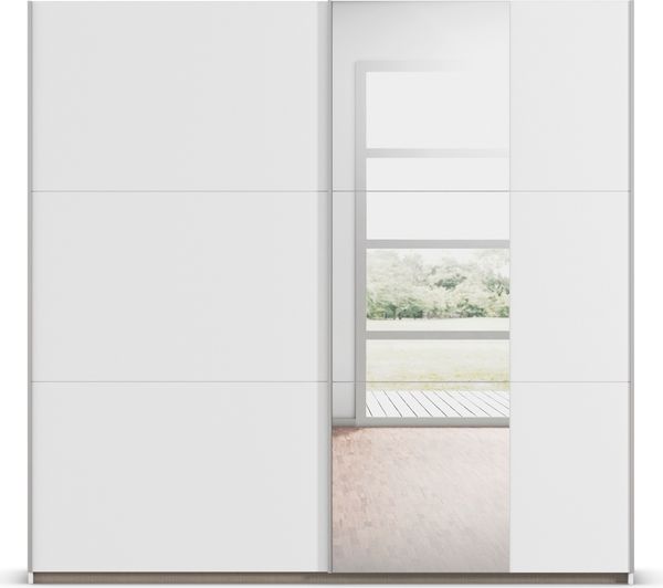 rauch Kleiderschrank, Schwebetürenschrank KRONACH, 2-türig, 1 Spiegeltüre teilaufgelegt, inkl. Türdämpfer und weiterem Zubehör, Alpinweiß, 218 x 210 x 59 cm Bild 2