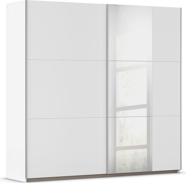 rauch Kleiderschrank, Schwebetürenschrank KRONACH, 2-türig, 1 Spiegeltüre teilaufgelegt, inkl. Türdämpfer und weiterem Zubehör, Alpinweiß, 218 x 210 x 59 cm Bild 3