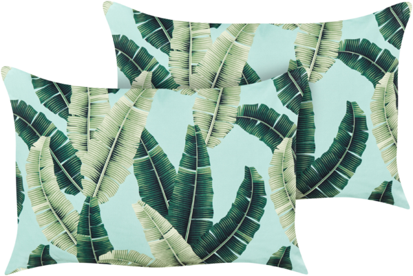 Gartenkissen 2er Set Pflanzenmuster BOISSANO 40 x 60 cm Grün