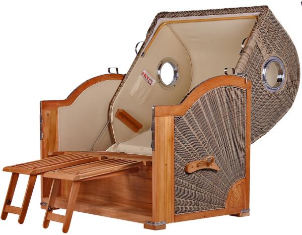 Strandkorb Komplettset - bene living - Königssee Teak Bullauge - PE grau - Modell 545 - inkl. Liftersystem Bild 7