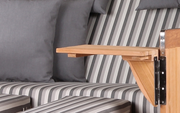 Strandkorb Komplettset - bene living - Königssee Teak Bullauge - PE grau - Modell 545 - inkl. Liftersystem Bild 4