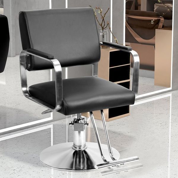 Friseurstuhl – 360° drehbar – Höhenverstellbar – Ergonomisches Design – Maximale Belastung 150 kg - Schwarz - Größe:53 x 47 x 93 cm