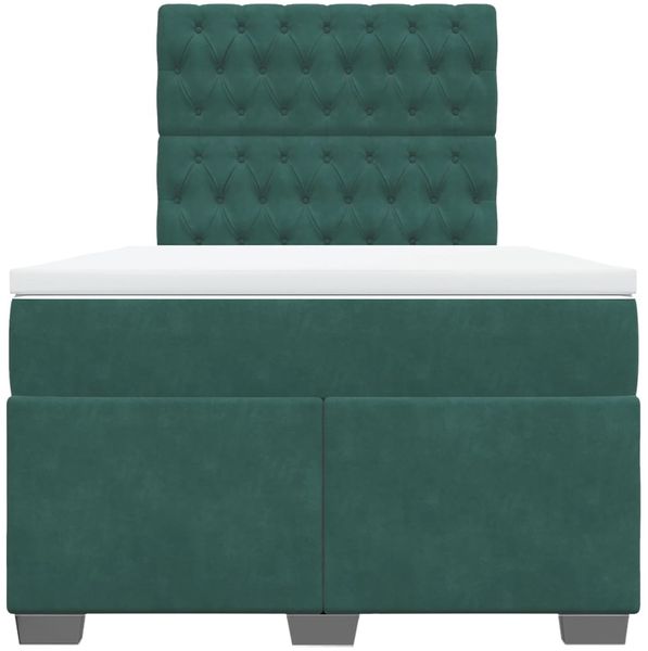 vidaXL Boxspringbett mit Matratze Dunkelgrün 120x200 cm Samt 3290891 Bild 4